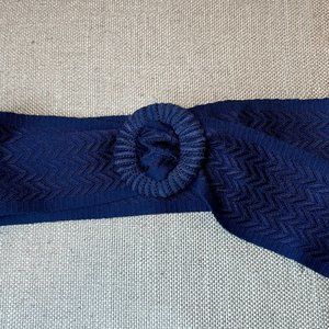 Vintage Liz Claiborne Adjustable Wide Navy Cloth Belt